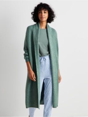 State of Day Women's Knit Long-Sleeve Duster Robe in Organic Green